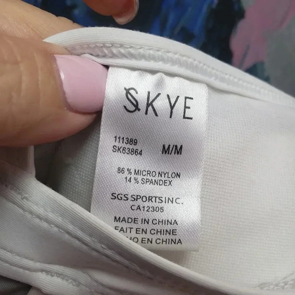 Skye Gray and White One Piece Swimming Suit - Picture 3 of 6